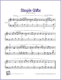 A Simple Gifts Song Sheet with Guitar Chords by ELEG for SBWE