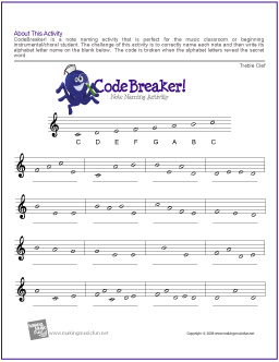 Codebreaker Free Note Naming Worksheets The Piano Student