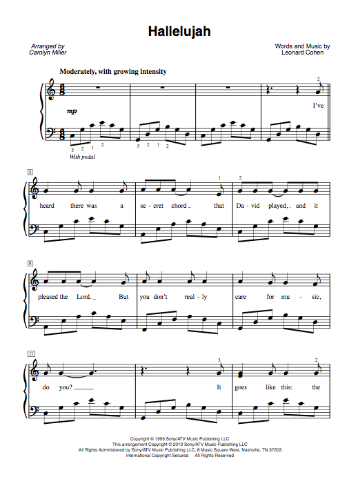 Verwonderend Hallelujah (Cohen) | Easy Piano Sheet Music – the piano student OE-57